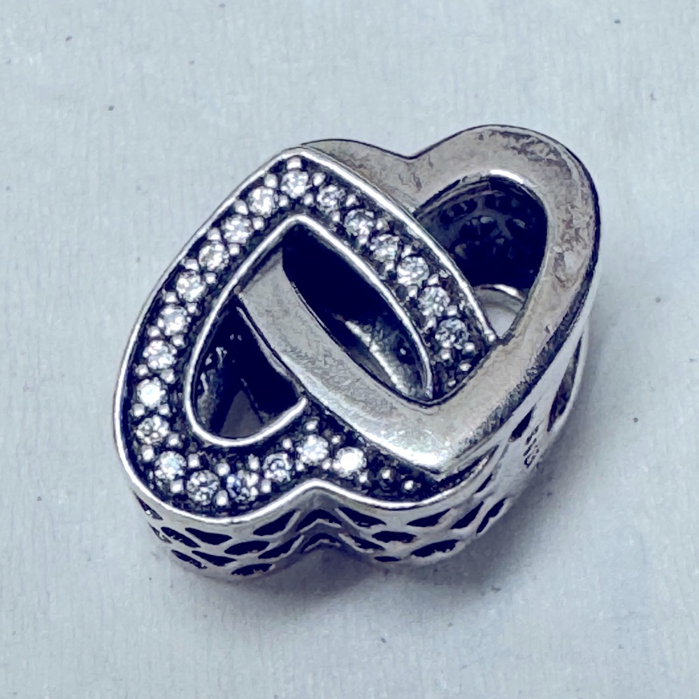 Authentic Pandora Charm Entwined Love Hearts Silver Cz